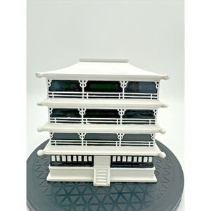 CB Pagoda Tissue Box Holder Black & White Ceramic and Resin